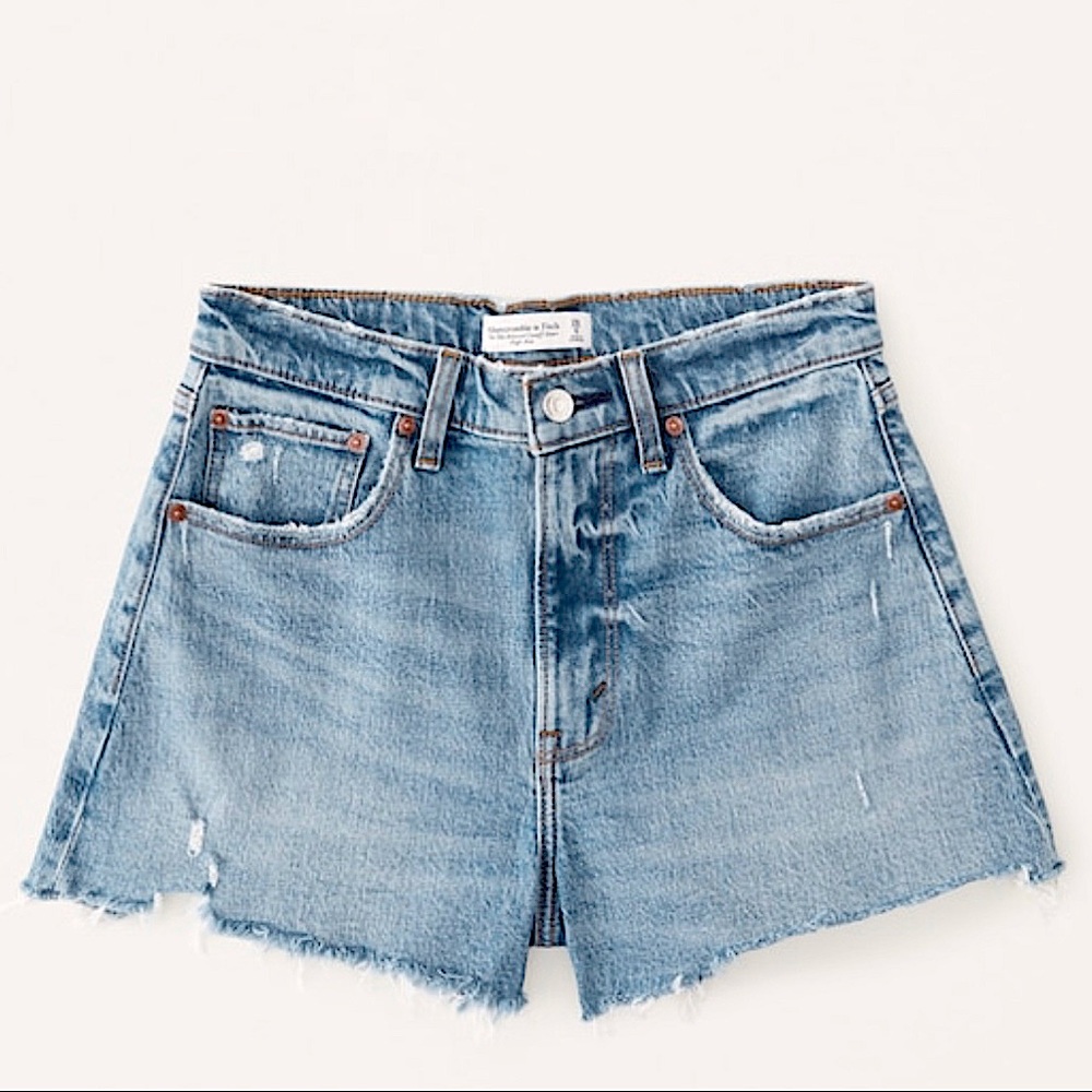 Abercrombie 90’s High Rise Curve Love Cut-off Denim Short, Size 31 (12)